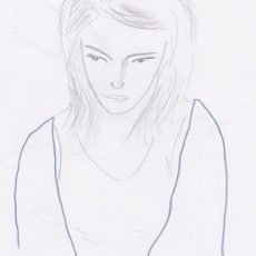 Muchacha con chaqueta azul